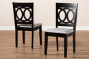Aspen Gray Fabric Upholstered Espresso Brown 2Pc Dining Chair Set Baxton