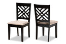Iden Sand Fabric Upholstered Espresso Brown 2Pc Dining Chair Set Baxton