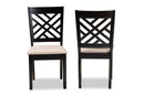 Iden Sand Fabric Upholstered Espresso Brown 2Pc Dining Chair Set Baxton