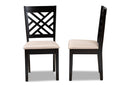 Iden Sand Fabric Upholstered Espresso Brown 2Pc Dining Chair Set Baxton