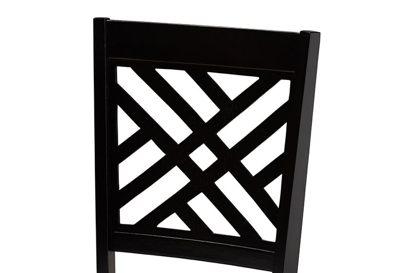 Iden Gray Fabric Upholstered Espresso Brown 7-Piece Dining Set Baxton