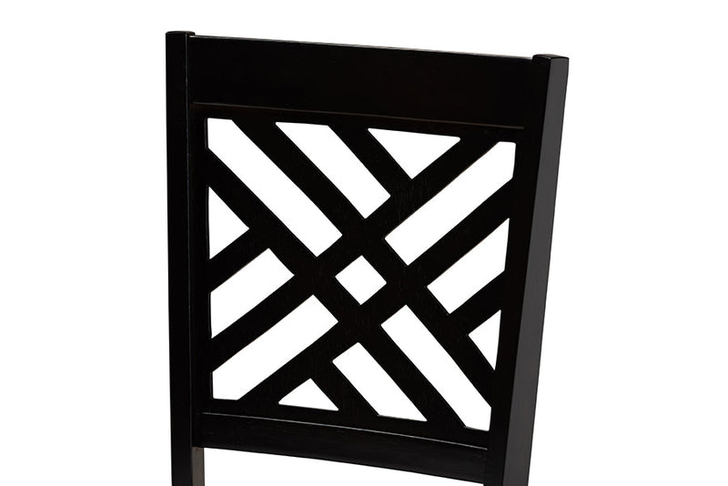 Michio Gray Fabric Upholstered and Dark Brown 7-Piece Dining Set Baxton