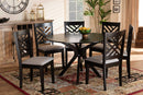 Michio Gray Fabric Upholstered and Dark Brown 7-Piece Dining Set Baxton