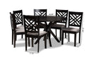 Michio Gray Fabric Upholstered and Dark Brown 7-Piece Dining Set Baxton