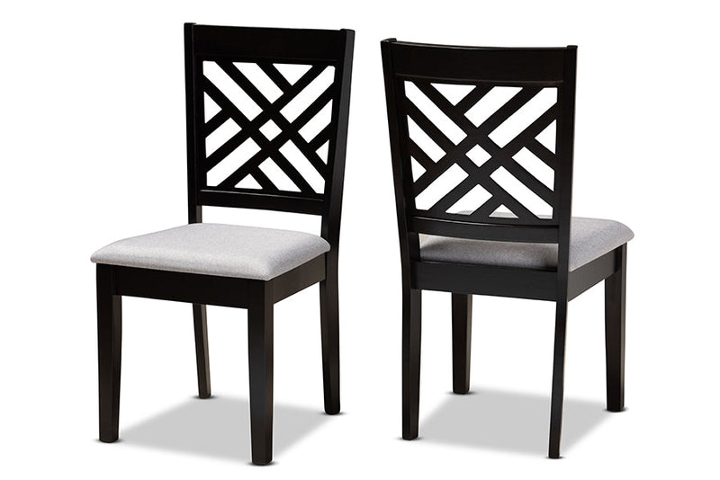 Iden Gray Fabric Upholstered Espresso Brown 2Pc Dining Chair Set Baxton