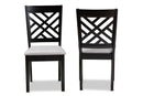 Iden Gray Fabric Upholstered Espresso Brown 2Pc Dining Chair Set Baxton