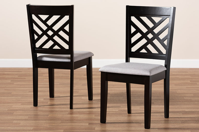 Iden Gray Fabric Upholstered Espresso Brown 2Pc Dining Chair Set Baxton