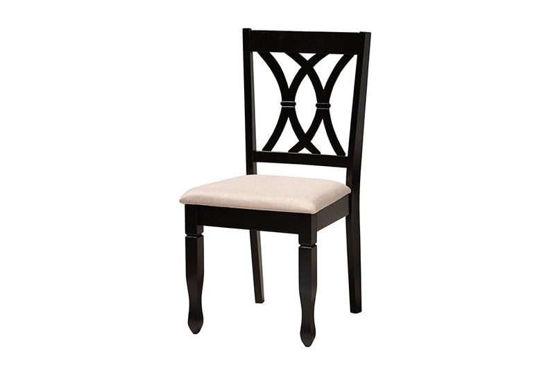 Linn Modern Beige Fabric and Espresso Brown 7-Piece Dining Set Baxton