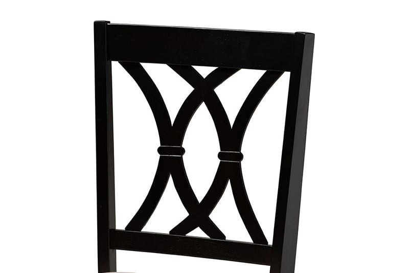 Linn Modern Beige Fabric and Espresso Brown 7-Piece Dining Set Baxton