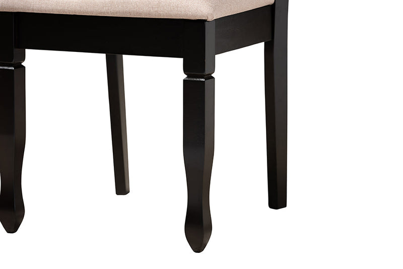 Linn Modern Beige Fabric and Espresso Brown 7-Piece Dining Set Baxton