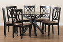 Linn Modern Beige Fabric and Espresso Brown 7-Piece Dining Set Baxton