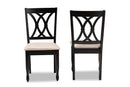 Asgart Sand Fabric Upholstered Espresso Brown 2Pc Dining Chair Set Baxton