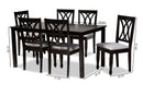 Asgart Gray Fabric Upholstered Espresso Brown 7-Piece Dining Set Baxton