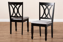 Asgart Gray Fabric Upholstered Espresso Brown 2Pc Dining Chair Set Baxton
