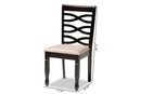 Maliyah Sand Fabric Dark Brown Finished 2Pc Wood Dining Chair Set Baxton