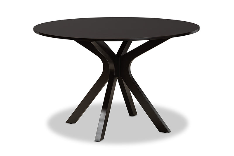 Meltem Modern and Contemporary Gray Fabric Upholstered and Dark Brown Finished Wood 7-Piece Dining Set