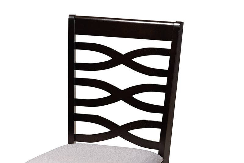 Meltem Gray Fabric Upholstered and Dark Brown 7-Piece Dining Set Baxton