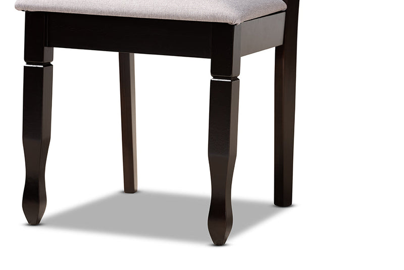 Meltem Gray Fabric Upholstered and Dark Brown 7-Piece Dining Set Baxton