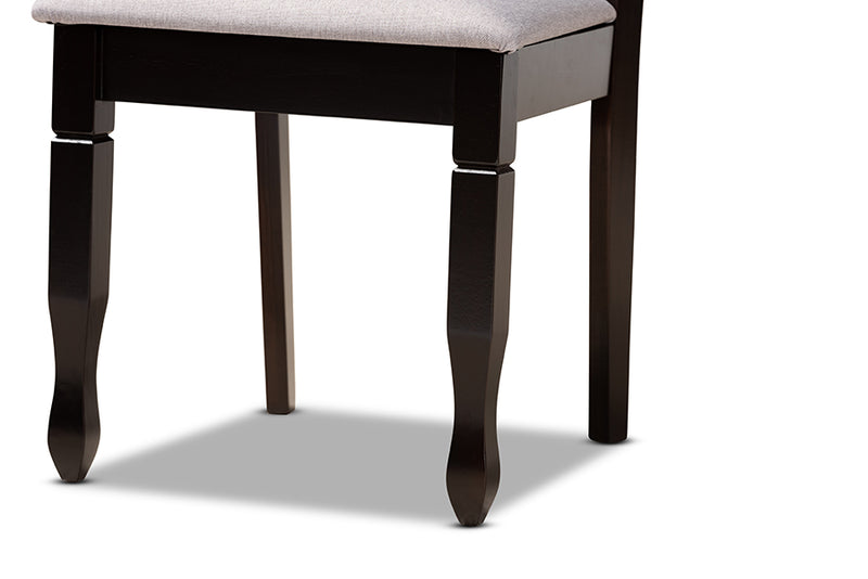 Meltem Modern and Contemporary Gray Fabric Upholstered and Dark Brown Finished Wood 7-Piece Dining Set