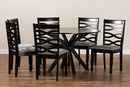 Meltem Gray Fabric Upholstered and Dark Brown 7-Piece Dining Set Baxton