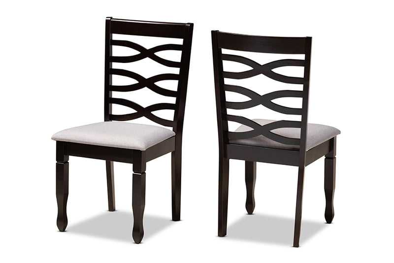 Maliyah Modern and Contemporary Gray Fabric Upholstered Espresso Brown Finished Wood 2-Piece Dining Chair Set