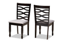 Maliyah Gray Fabric Upholstered Espresso Brown 2Pc Dining Chair Set Baxton