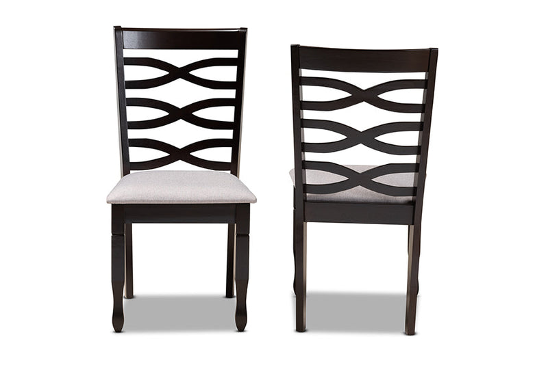 Maliyah Gray Fabric Upholstered Espresso Brown 2Pc Dining Chair Set Baxton