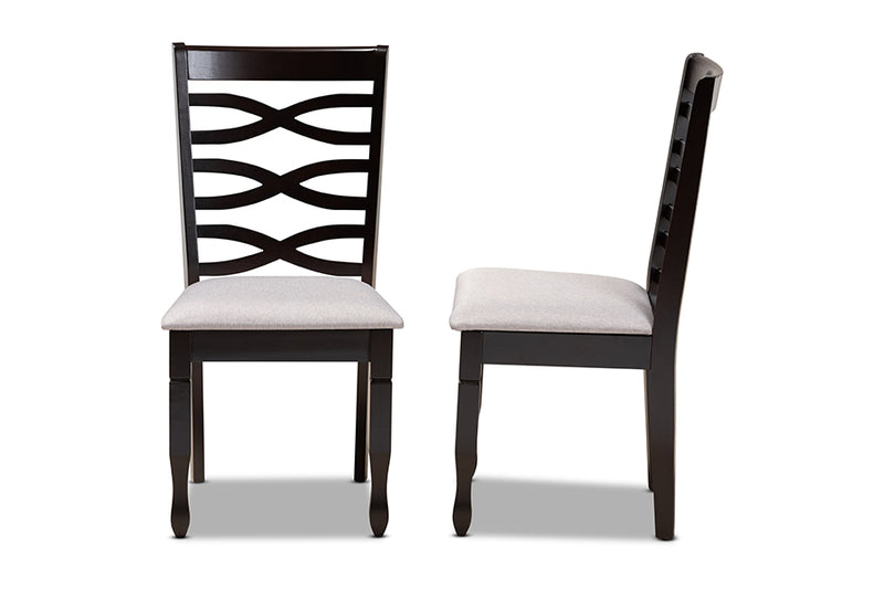 Maliyah Modern and Contemporary Gray Fabric Upholstered Espresso Brown Finished Wood 2-Piece Dining Chair Set