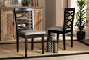 Maliyah Gray Fabric Upholstered Espresso Brown 2Pc Dining Chair Set Baxton