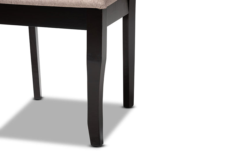 Addison Sand Fabric Upholstered and Dark Brown 7-Piece Dining Set Baxton
