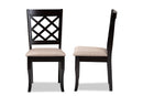 Pamela Sand Fabric Dark Brown Finished 2Pc Wood Dining Chair Set Baxton