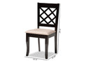 Pamela Sand Fabric Dark Brown Finished 2Pc Wood Dining Chair Set Baxton