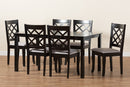 Pamela Gray Fabric Upholstered and Dark Brown 7-Piece Dining Set Baxton