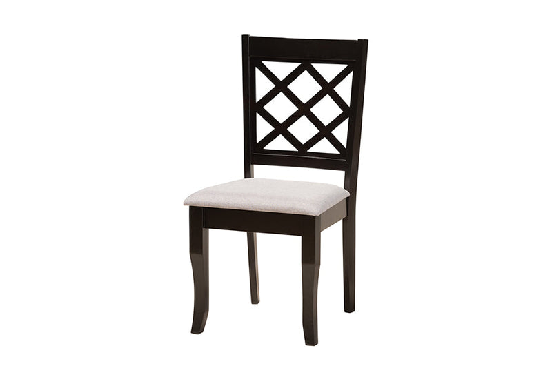 Addison Modern Gray Fabric and Espresso Brown 7-Piece Dining Set Baxton