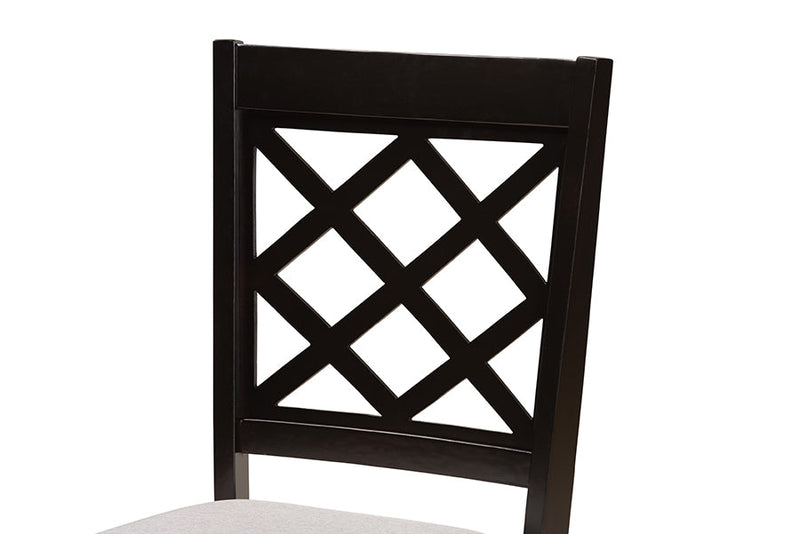 Addison Modern Gray Fabric and Espresso Brown 7-Piece Dining Set Baxton