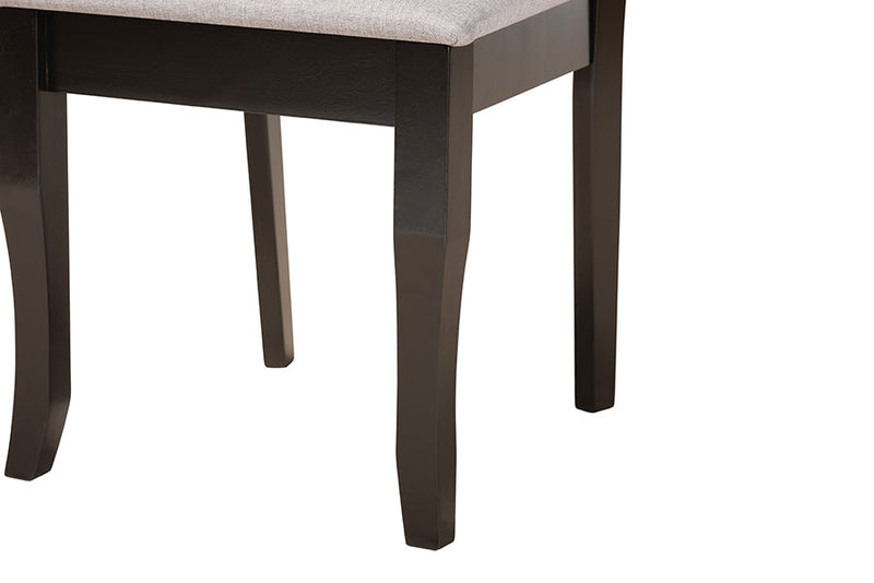 Addison Modern Gray Fabric and Espresso Brown 7-Piece Dining Set Baxton