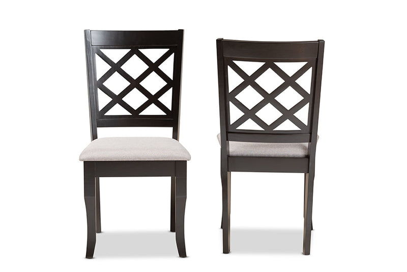 Pamela Gray Fabric Upholstered and Dark Brown 2Pc Dining Chair Set Baxton