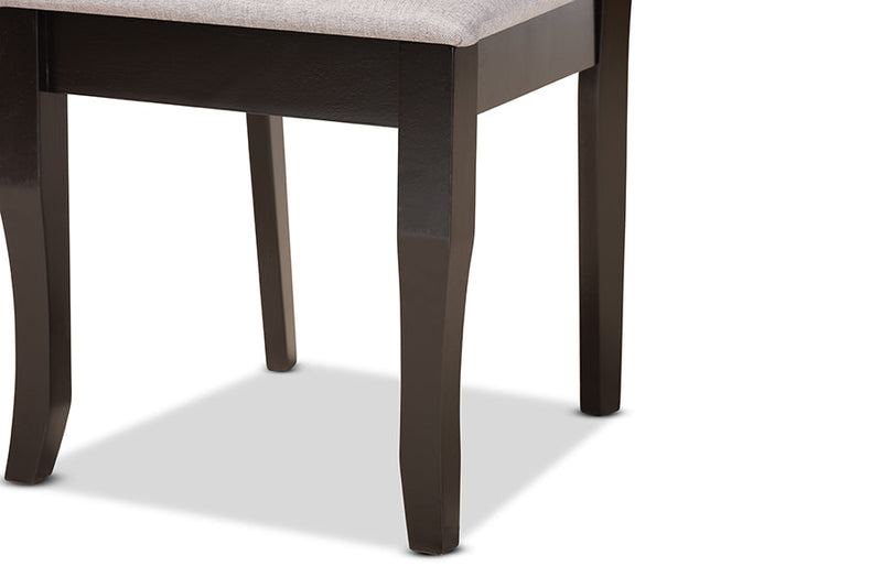 Pamela Gray Fabric Upholstered and Dark Brown 2Pc Dining Chair Set Baxton