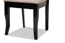 Meike Sand Fabric Upholstered and Espresso Brown 2Pc Dining Chair Set Baxton