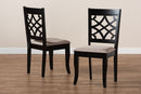 Meike Sand Fabric Upholstered and Espresso Brown 2Pc Dining Chair Set Baxton