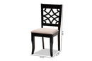 Meike Sand Fabric Upholstered and Espresso Brown 2Pc Dining Chair Set Baxton