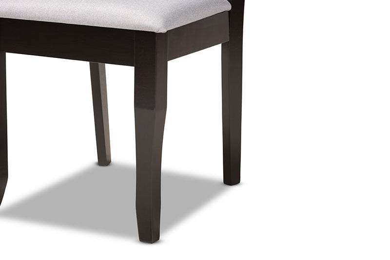 Meike Gray Fabric Upholstered and Dark Brown 7-Piece Dining Set Baxton