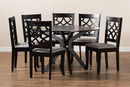 Ryan Gray Fabric Upholstered and Dark Brown 7-Piece Dining Set Baxton