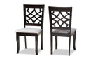 Meike Gray Fabric Upholstered and Dark Brown 2Pc Dining Chair Set Baxton