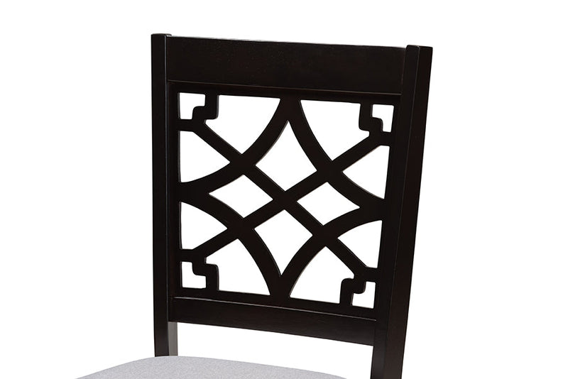 Meike Gray Fabric Upholstered and Dark Brown 2Pc Dining Chair Set Baxton