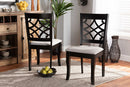 Meike Gray Fabric Upholstered and Dark Brown 2Pc Dining Chair Set Baxton