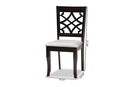 Meike Gray Fabric Upholstered and Dark Brown 2Pc Dining Chair Set Baxton