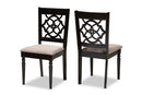 Papua Sand Fabric Upholstered and Espresso Brown 2Pc Dining Chair Set Baxton