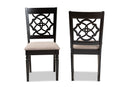 Papua Sand Fabric Upholstered and Espresso Brown 2Pc Dining Chair Set Baxton