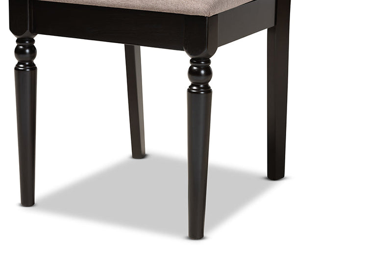 Papua Sand Fabric Upholstered and Espresso Brown 2Pc Dining Chair Set Baxton